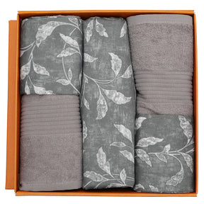 Backyard Patio Rustic Leaf Bed Bath Set Grey
