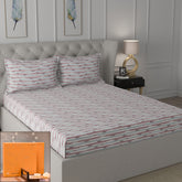 Backyard Patio Astra Printed 100%Cotton Red Bed Sheet with Pillow Covers