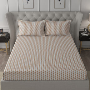 Backyard Patio Morris Printed 100%Cotton Rust Bed Sheet with Pillow Covers