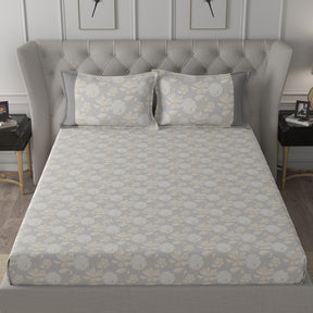 Backyard Patio Albrecht Printed 100%Cotton Yellow Bed Sheet with Pillow Covers