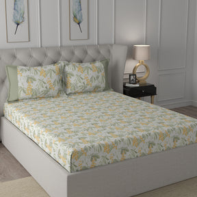 Backyard Patio Farmington Printed 100%Cotton Yellow Bed Sheet with Pillow Covers