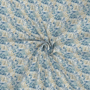 Backyard Patio Meridian Printed 100%Cotton Blue Bed Sheet with Pillow Covers