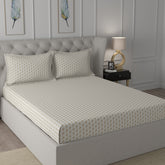Backyard Patio Morris Printed 100%Cotton Beige Bed Sheet with Pillow Covers
