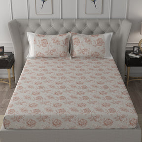 Backyard Patio Silvie Printed 100%Cotton Red Bed Sheet with Pillow Covers