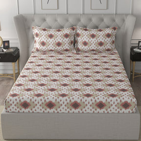 Florescence Arlen Print Red Fitted Sheet With Pillow Covers