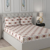 Florescence Arlen Print Red Fitted Sheet With Pillow Covers