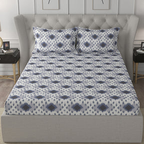 Florescence Arlen Print Blue Fitted Sheet With Pillow Covers