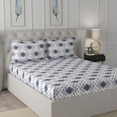 Florescence Arlen Print Blue Fitted Sheet With Pillow Covers
