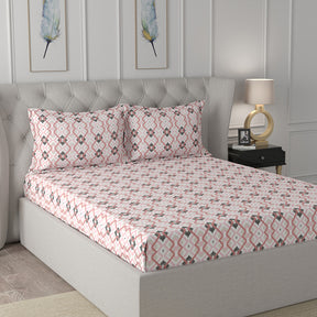 Florescence Cayden Print Red Fitted Sheet With Pillow Covers