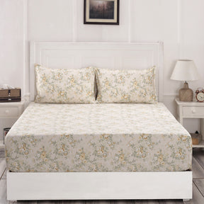 Florescence Denver Print Yellow Fitted Sheet With Pillow Covers