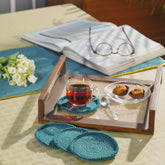 Dazzle Vivien Braided Peacock 4PC Coaster Set With Box Packaging