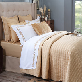 Chester Luxica Elan Gold 11PC Quilt/Quilted Bed Cover Set