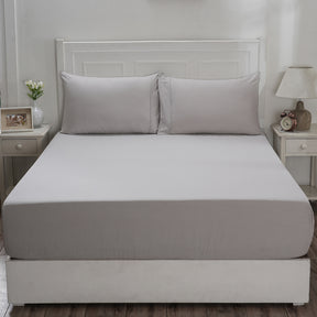 Eden Crisp & Light Weight 100% Cotton Solid Grey Fitted Sheet