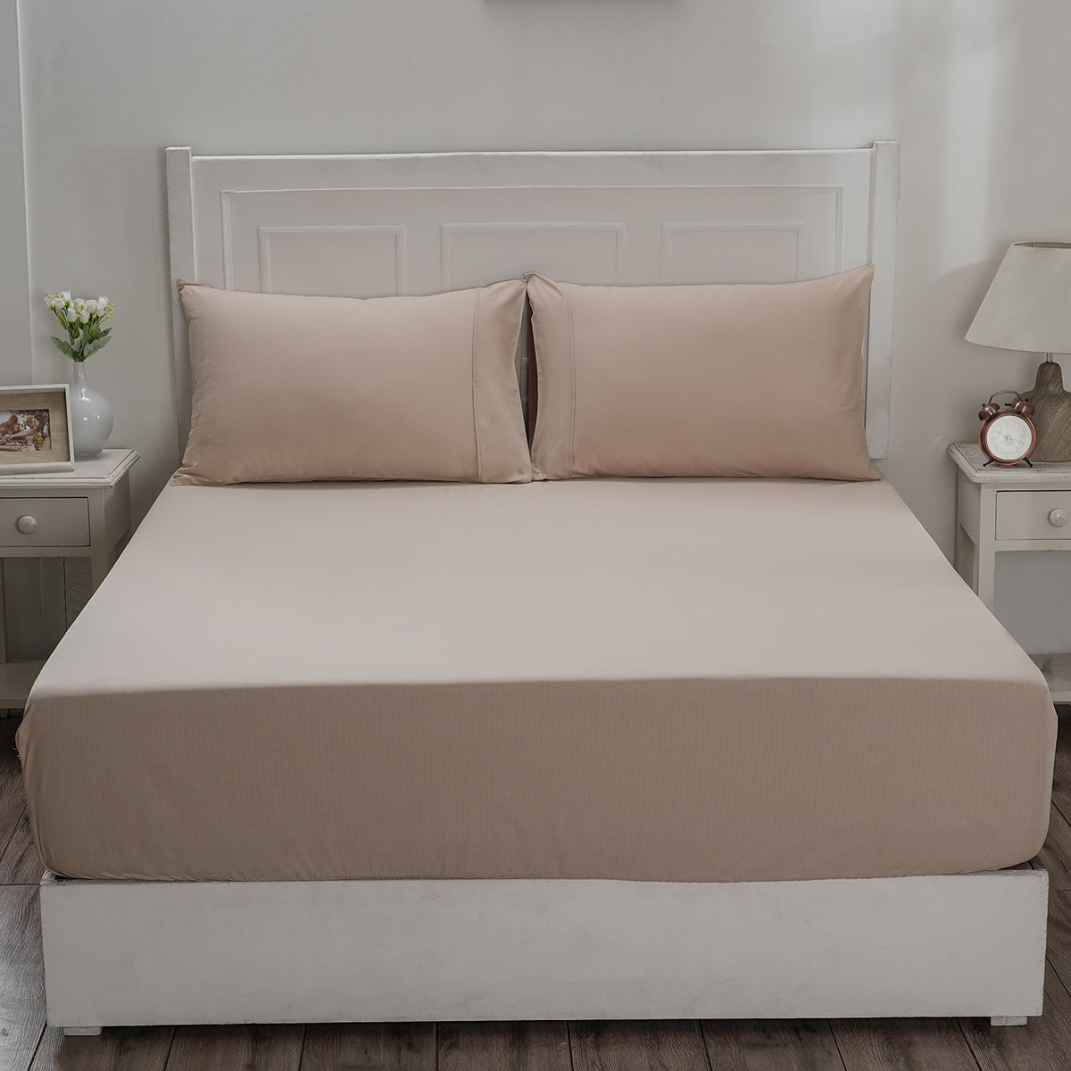 Eden Crisp & Light Weight 100% Cotton Solid Beige Fitted Sheet