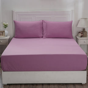 Eden Crisp & Light Weight 100% Cotton Solid Purple Fitted Sheet