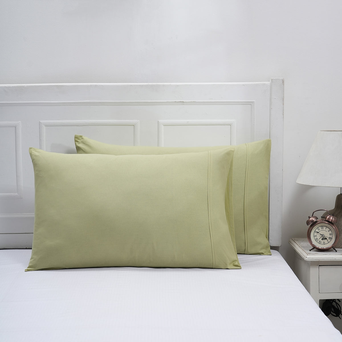 Eden Solid 100% Cotton Green 2PC Pillow Case Set