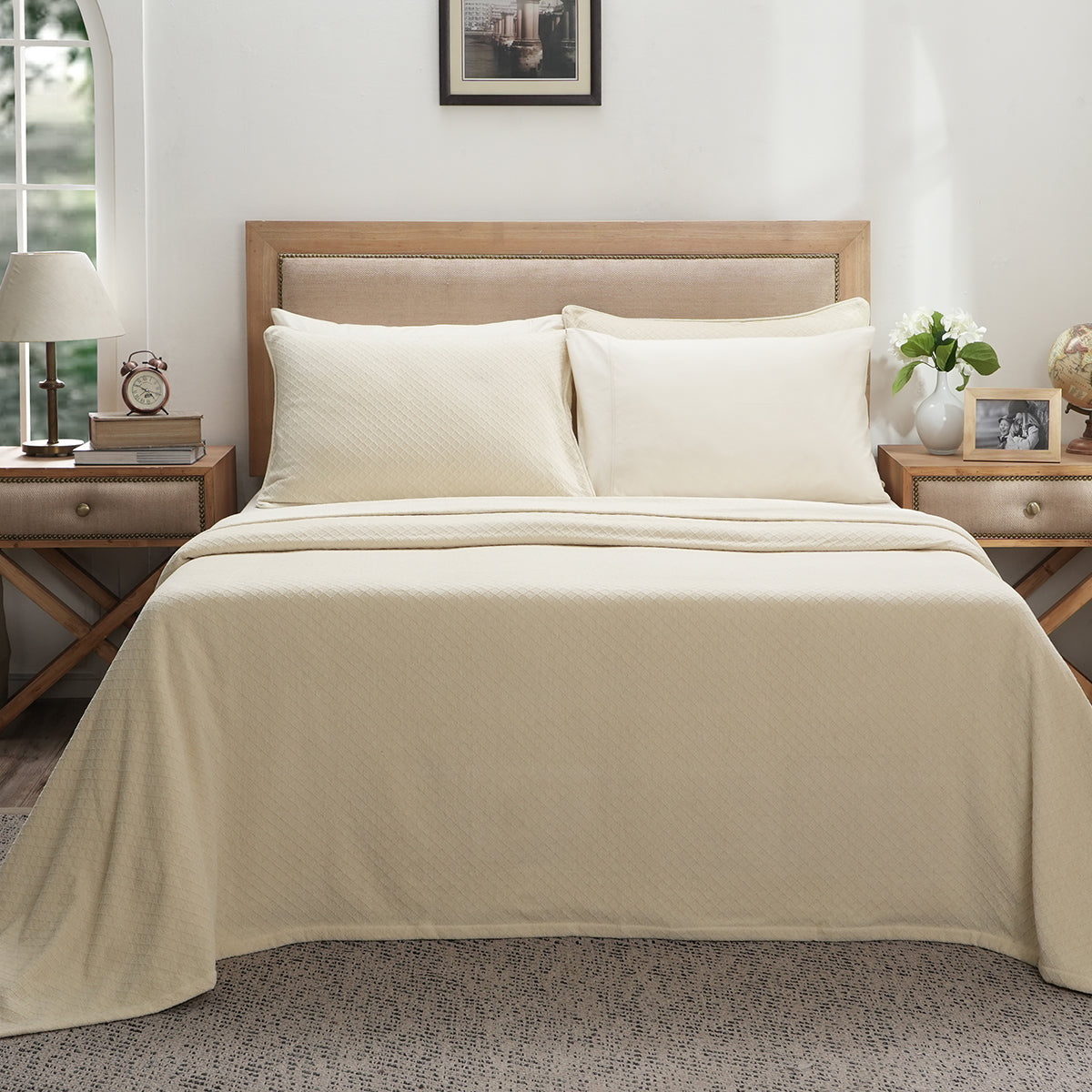 Blaize 100% Cotton Solid Weave Beige Bed Cover