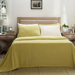 Blaize 100% Cotton Solid Weave Yellow Bed Cover
