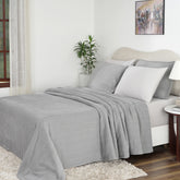 Caroline Woven Herringbone Pattern with Soft Drape Style Grey Bed Cover/Blanket
