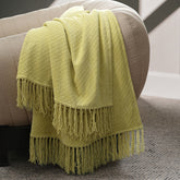 Blaize 100% Cotton Solid Weave Yellow Throw/Sofa/Multi Cover/Single Bed Cover