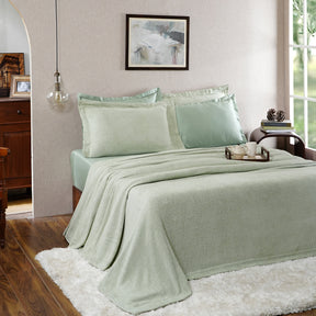 Tranquil Essence Burb Slub Viscose Blend Weaved Green Bed Cover