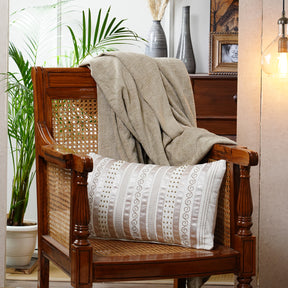 Tranquil Essence Adornment Lacery Embroidered 100% Cotton Beige Cushion Cover