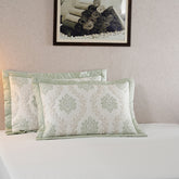 Tranquil Essence Lawn Leaflet Quilted Green 2 PC Pillow Sham Set