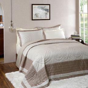 Tranquil Essence Cambric Lawn Beige Summer AC Quilt/Quilted Bed Cover/Comforter