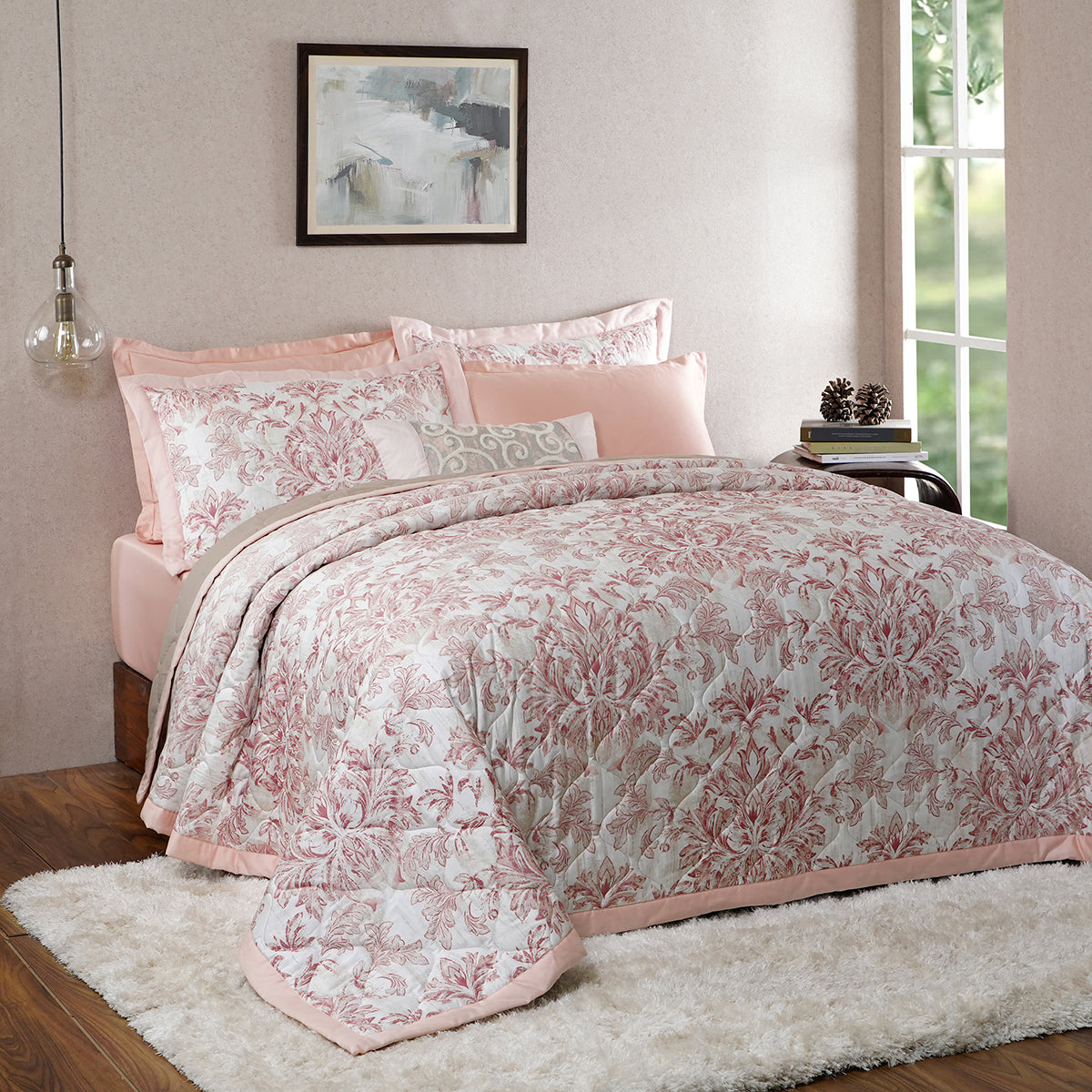 Tranquil Essence Napery Classic Peach 8 PC Quilt/Quilted Bed Cover Set