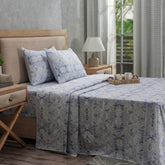 PBS Refined Retro Baroque 100% Cotton Soft Blue Bed Sheet Set