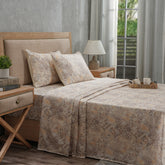 PBS Refined Retro Nouvel Damask 100% Cotton Soft Neutral Bed Sheet Set