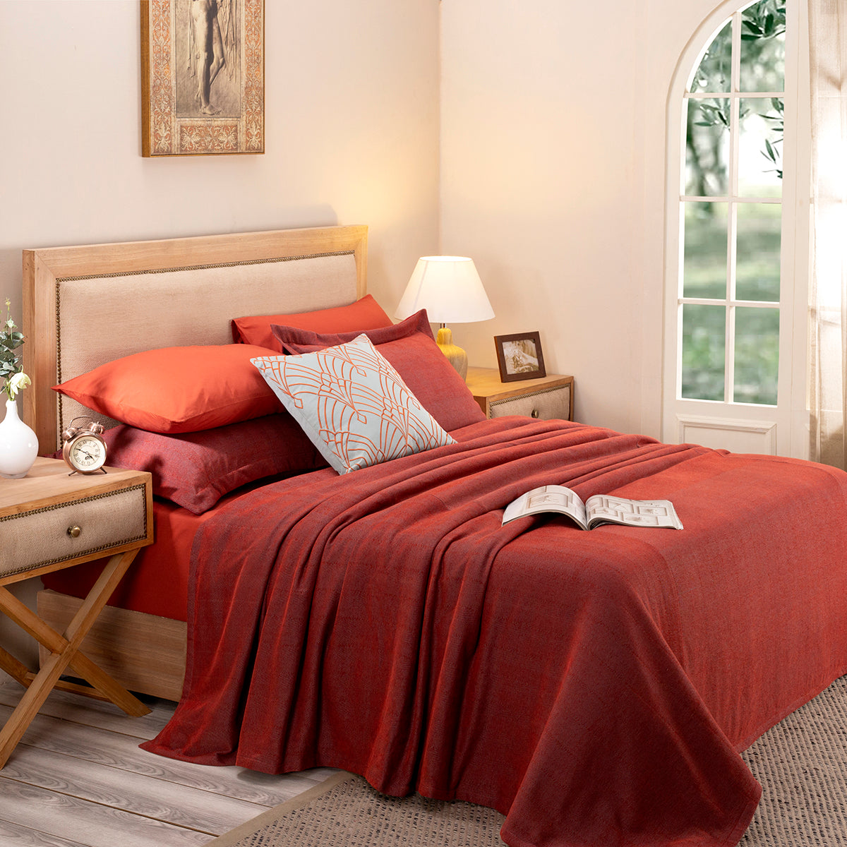 Nouveau Tradition Zigwine Red Bed Cover Set