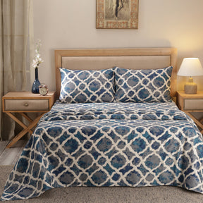Nouveau Tradition Form Replay Blue Bed Sheet