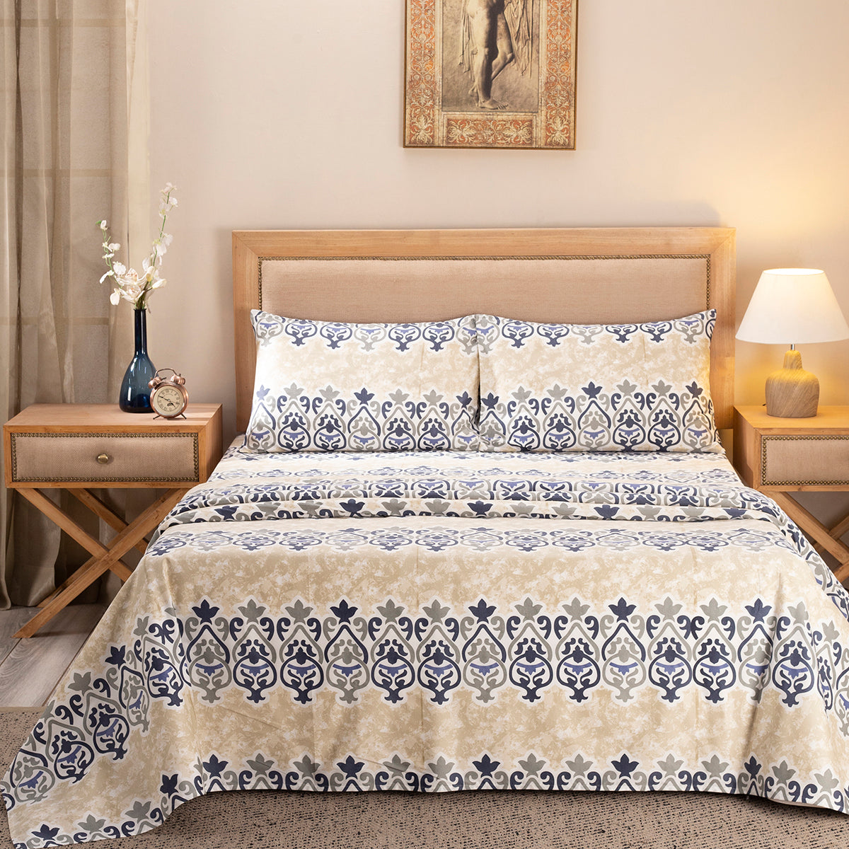 Nouveau Tradition Kaleen Global Blue Bed Sheet
