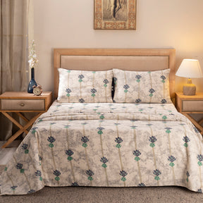 Nouveau Tradition Water Lily Blue Bed Sheet