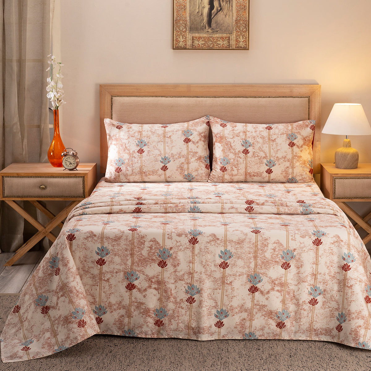 Nouveau Tradition Water Lily Red Bed Sheet