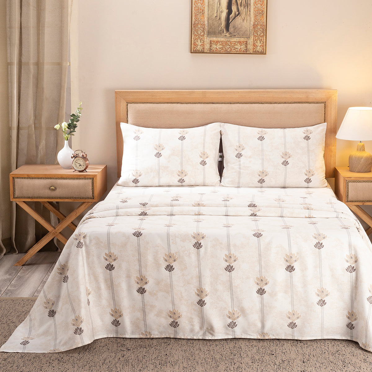 Nouveau Tradition Water Lily Neutral Bed Sheet