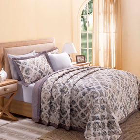 Nouveau Tradition Form Replay 8PC Quilt/Quilted Bed Cover Set Neutral
