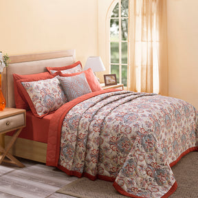 Nouveau Tradition Lawn Rerun 8PC Quilt/Quilted Bed Cover Set Red