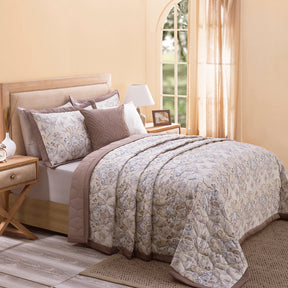 Nouveau Tradition Lawn Rerun 8PC Quilt/Quilted Bed Cover Set Neutral