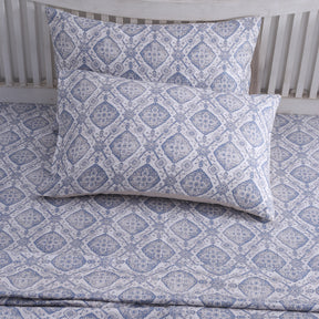 PBS Nomad Scuplt Harold Printed 100% Cotton Blue Soft Bed Sheet