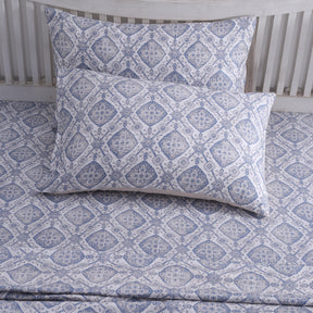 PBS Nomad Scuplt Harold Printed 100% Cotton Blue Soft Bed Sheet