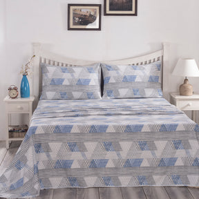 PBS Nomad Scuplt Maximus Printed 100% Cotton Blue Soft Bed Sheet