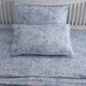 PBS Nomad Scuplt Orlean Printed 100% Cotton Blue Soft Bed Sheet
