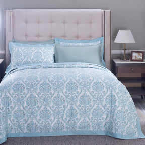 PBS Nomad Scuplt Cornelian Blue Plain &amp; Printed Reversible 100% Cotton Super Soft Duvet Cover with Pillow Case
