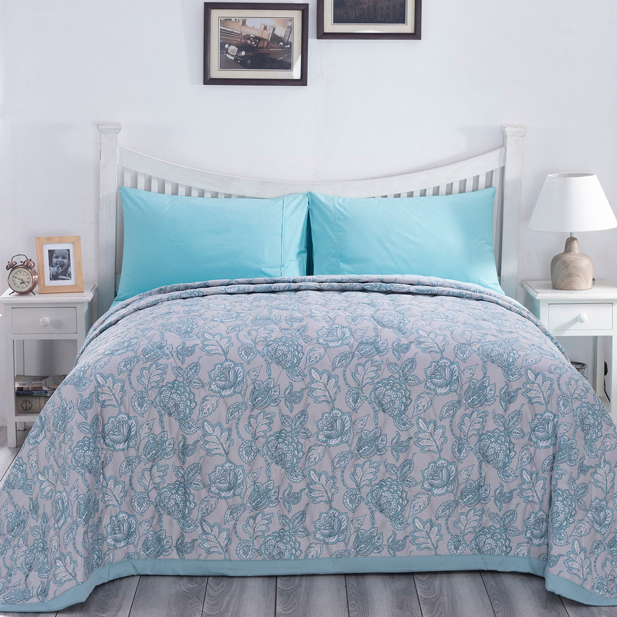 PBS Nomad Scuplt Orlean Summer AC Quilt/Quilted Bed Cover/Comforter Blue