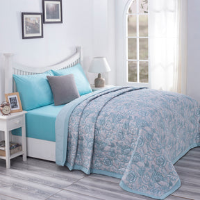 PBS Nomad Scuplt Orlean 6PC Quilt/Quilted Bed Cover Set Blue