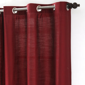 Tewly Tex Solid 2PC Red Curtain Set