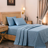Exotic Heritage Leafy Swirl 100%Cotton Blue Printed Bed Sheet Set