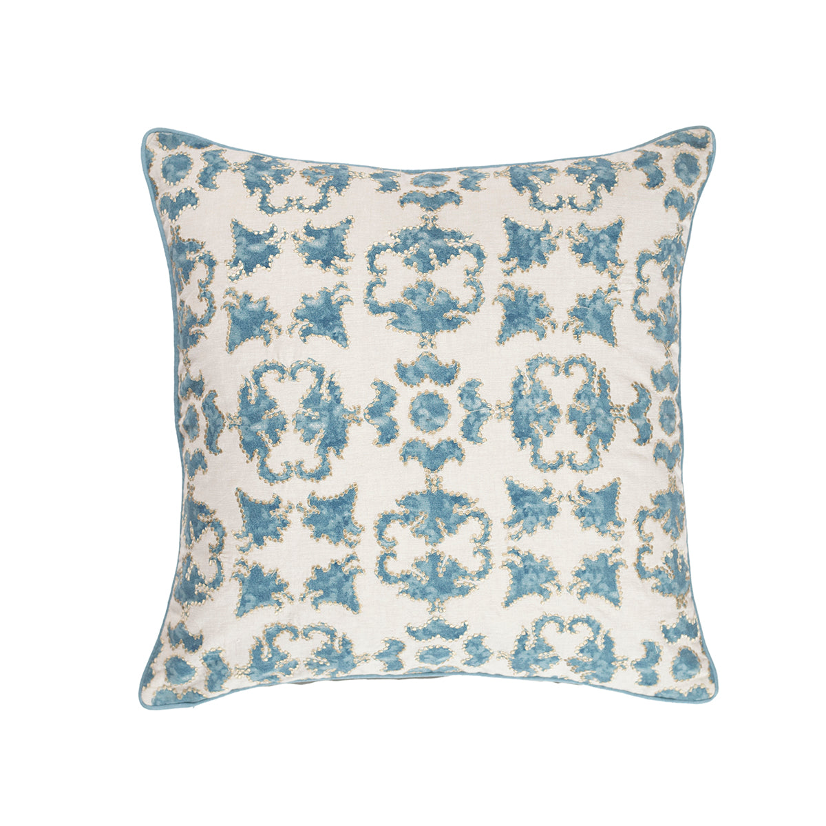 Exotic Heritage Classic Folk Embroidered Turquoise Cushion Cover